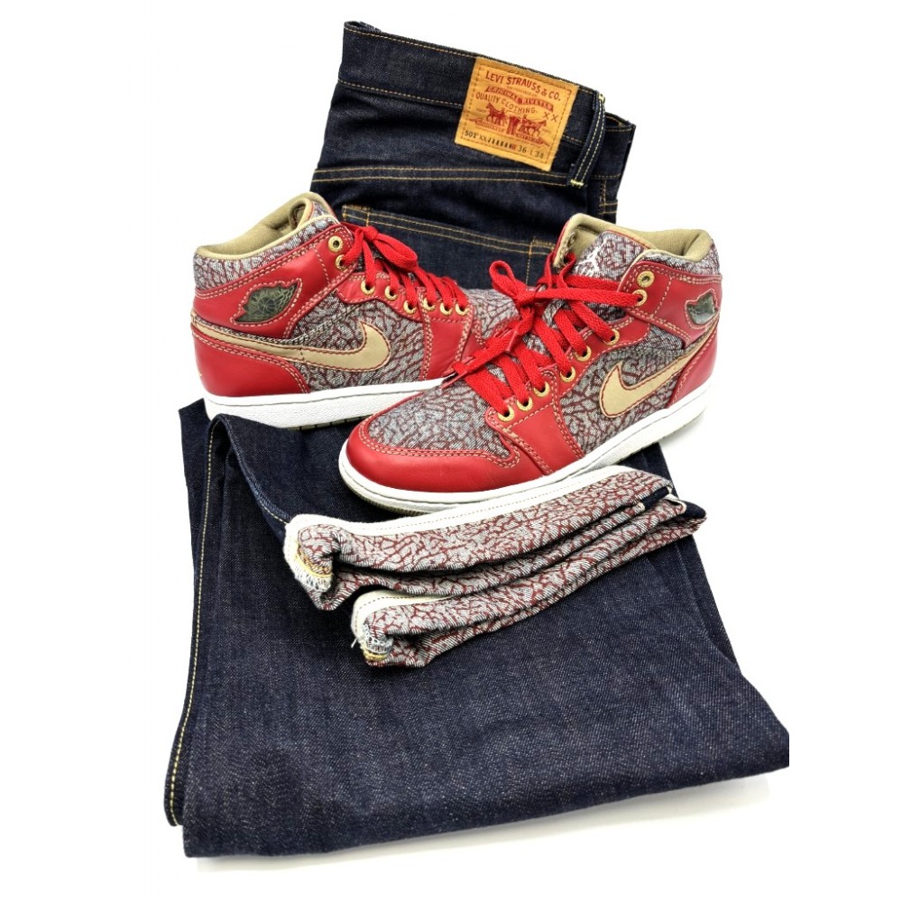 Levi’s®︎ × Nike Air Jordan 1 23/501 Mid Jordan 1 Retro Levi's (23/501 Denim Pack) Men's - 332083-435